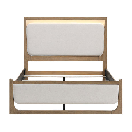 Riley Light Brown Eastern King Upholstered Bed by Homelegance at Eve Furniture