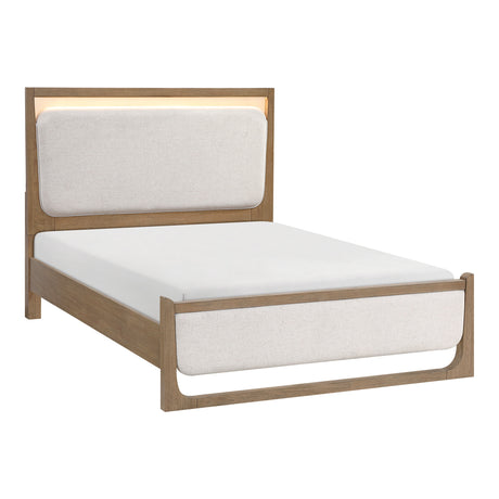 Riley Light Brown Queen Upholstered Bed by Homelegance at Eve Furniture