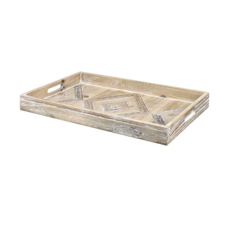Riley Natural Rectangular Tray With Aztec Design by Crestview at Eve Furniture
