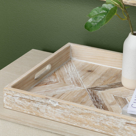 Riley Natural Rectangular Tray With Aztec Design by Crestview at Eve Furniture