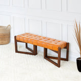 Riley Tan Genuine Leather Bench by Ashcroft Furniture at Eve Furniture