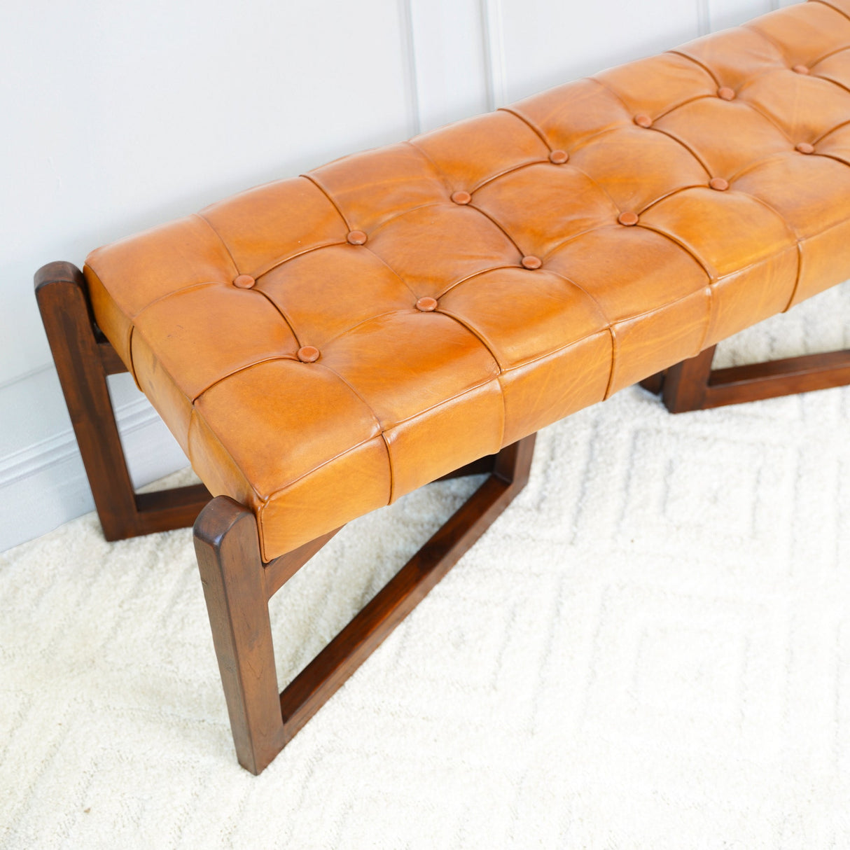 Riley Tan Genuine Leather Bench by Ashcroft Furniture at Eve Furniture