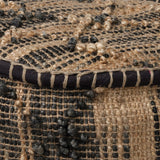 Riley Tan Jute Popcorn Stich Cylindrical Pouf by Mercana at Eve Furniture