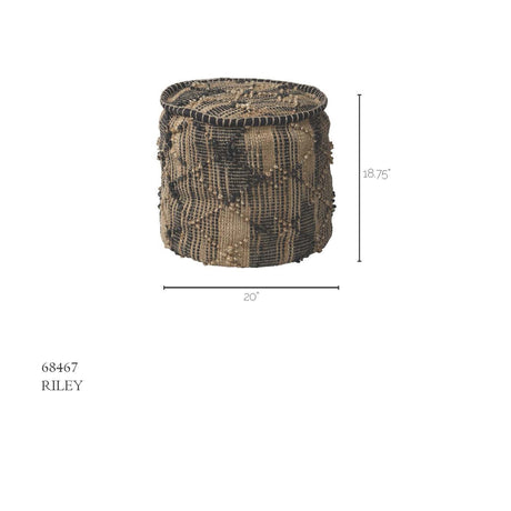 Riley Tan Jute Popcorn Stich Cylindrical Pouf by Mercana at Eve Furniture