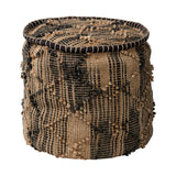 Riley Tan Jute Popcorn Stich Cylindrical Pouf by Mercana at Eve Furniture