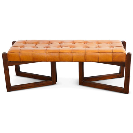 Riley Tan Leather Bench by Ashcroft Furniture at Eve Furniture