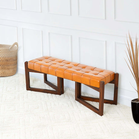 Riley Tan Leather Bench by Ashcroft Furniture at Eve Furniture