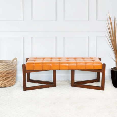 Riley Tan Leather Bench by Ashcroft Furniture at Eve Furniture