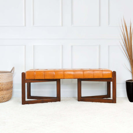 Riley Tan Leather Bench by Ashcroft Furniture at Eve Furniture