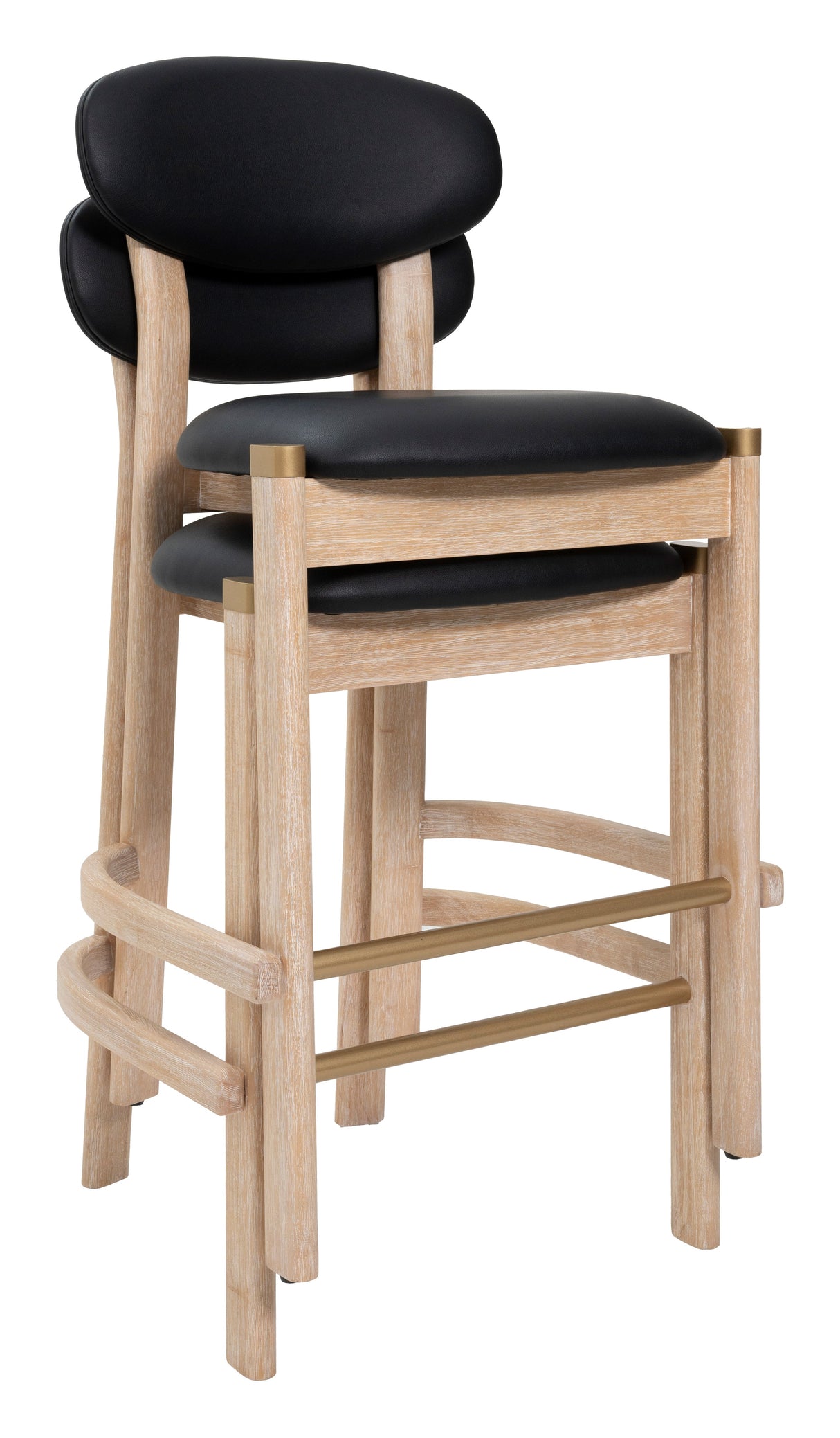 Rilou Black & Natural Barstool (Set of 2) by Zuomod at Eve Furniture