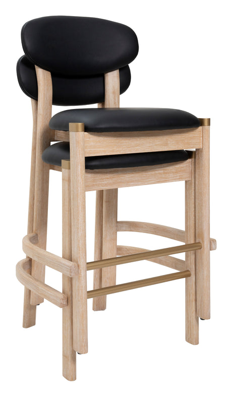 Rilou Black & Natural Barstool (Set of 2) by Zuomod at Eve Furniture