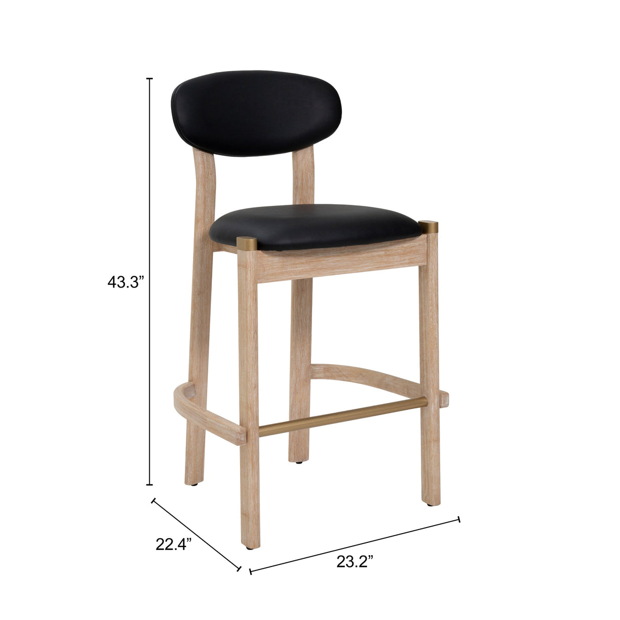 Rilou Black & Natural Barstool (Set of 2) by Zuomod at Eve Furniture