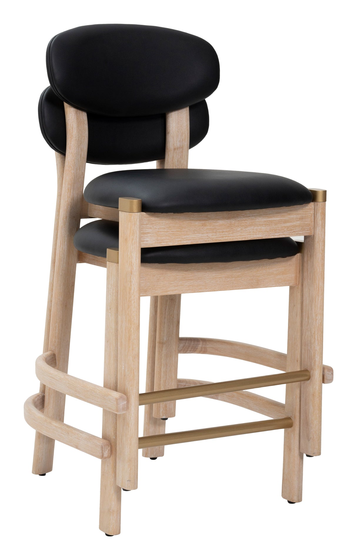 Rilou Black & Natural Counter Stool (Set of 2) by Zuomod at Eve Furniture