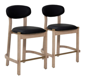 Rilou Black & Natural Counter Stool (Set of 2) by Zuomod at Eve Furniture