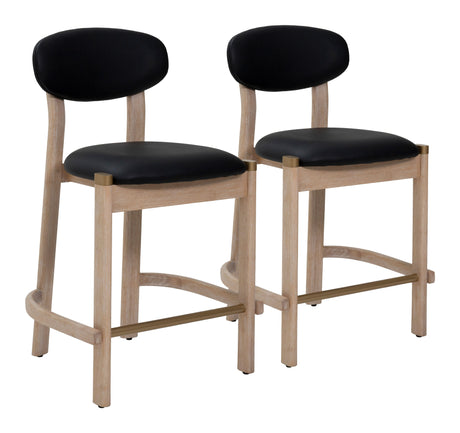 Rilou Black & Natural Counter Stool (Set of 2) by Zuomod at Eve Furniture