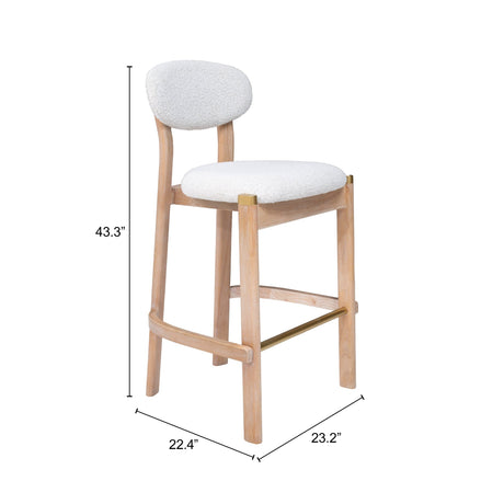 Rilou White & Natural Barstool (Set of 2) by Zuomod at Eve Furniture