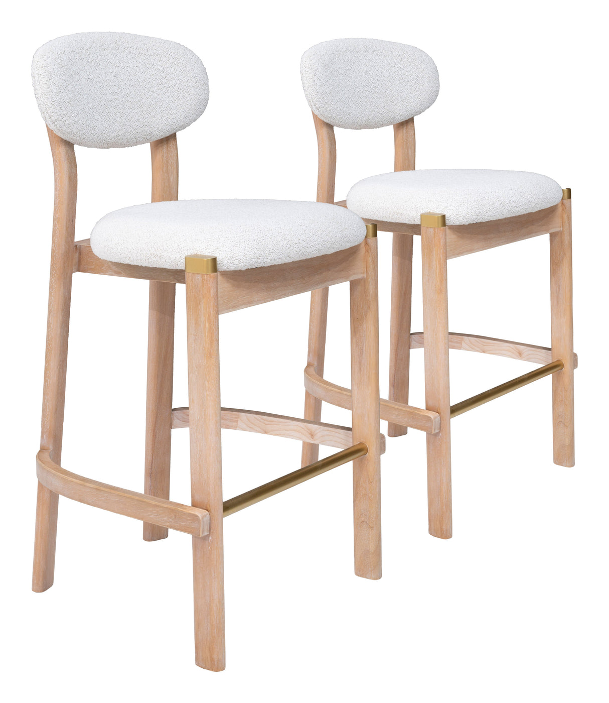 Rilou White & Natural Barstool (Set of 2) by Zuomod at Eve Furniture