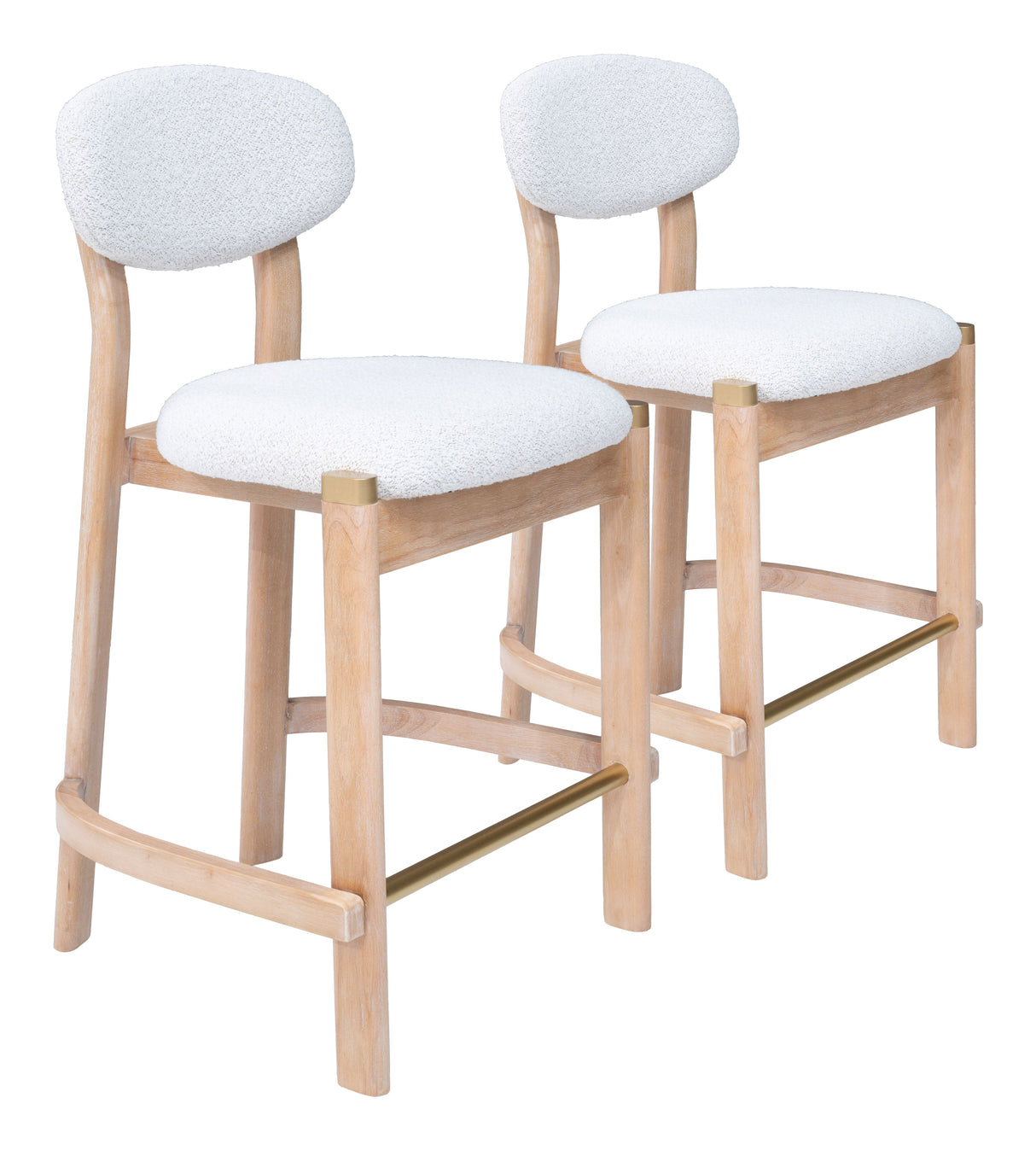Rilou White & Natural Counter Stool (Set of 2) by Zuomod at Eve Furniture