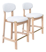 Rilou White & Natural Counter Stool (Set of 2) by Zuomod at Eve Furniture
