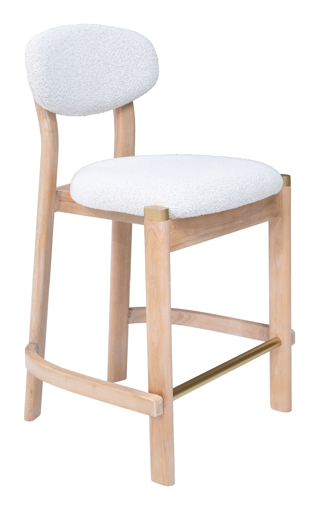 Rilou White & Natural Counter Stool (Set of 2) by Zuomod at Eve Furniture