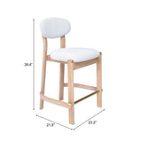 Rilou White & Natural Counter Stool (Set of 2) by Zuomod at Eve Furniture