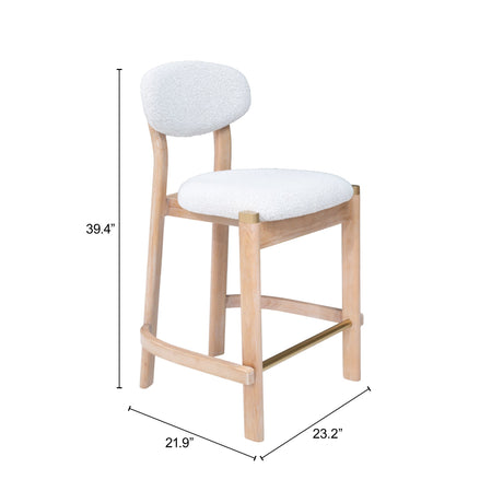 Rilou White & Natural Counter Stool (Set of 2) by Zuomod at Eve Furniture