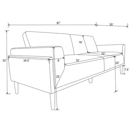 Rilynn 2-piece Upholstered Track Arm Sofa Set Grey by Coaster at Eve Furniture