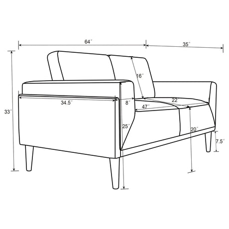 Rilynn 2-piece Upholstered Track Arm Sofa Set Grey by Coaster at Eve Furniture