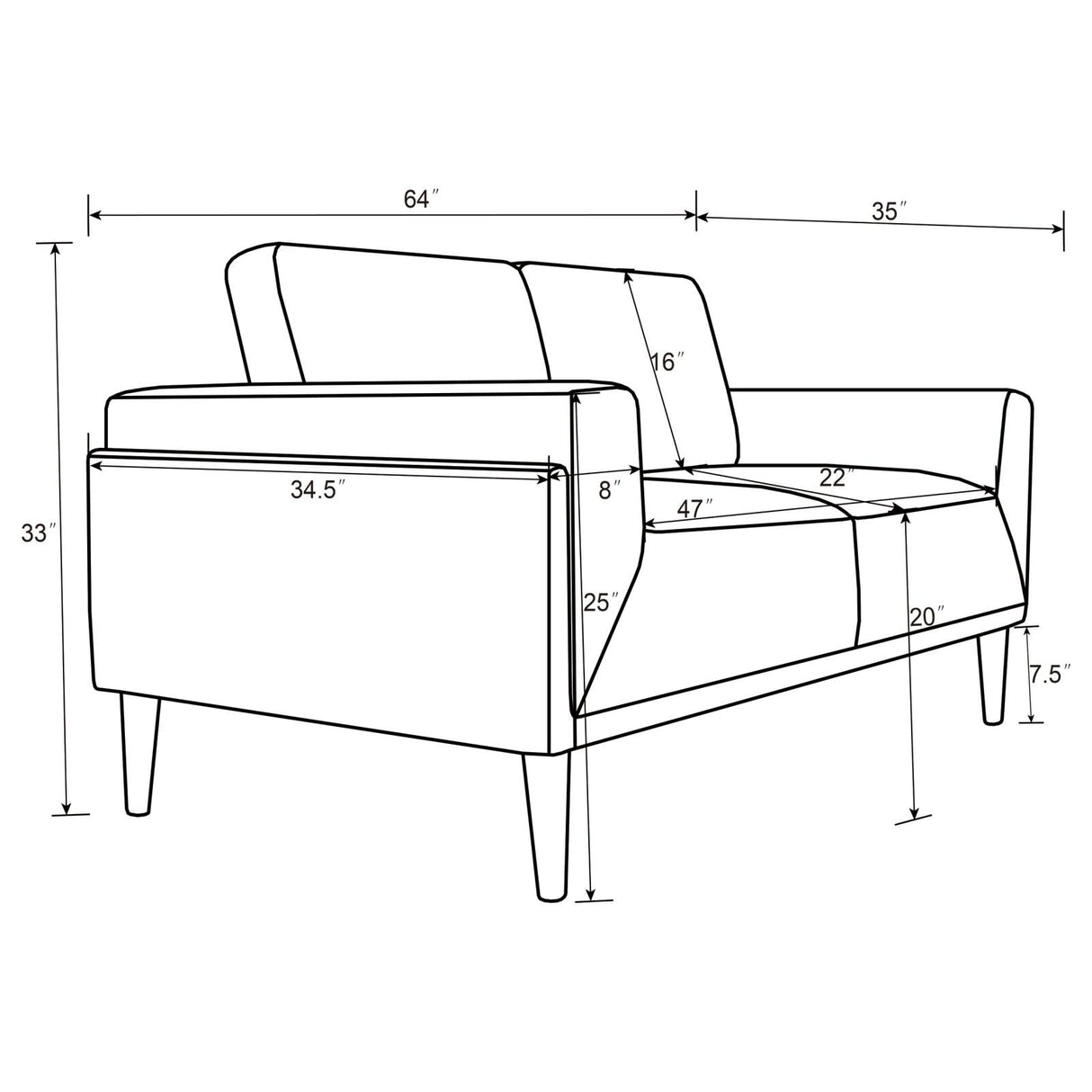 Rilynn 2-piece Upholstered Track ArmsSofa Set Grey