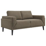 Rilynn 3-piece Upholstered Track Arms Sofa Set Brown