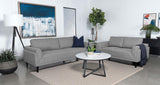 Rilynn Gray Upholstered Track Arms Living Room Set by Coaster at Eve Furniture