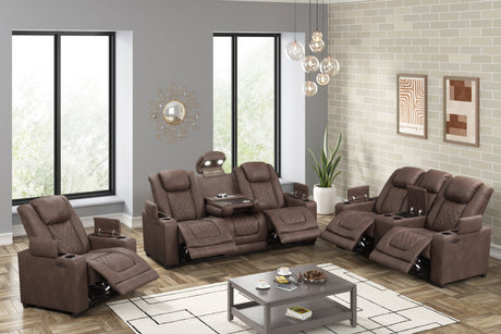 Rima Brown 3-Piece Power Reclining Living Room Set by New Era Innovations at Eve Furniture