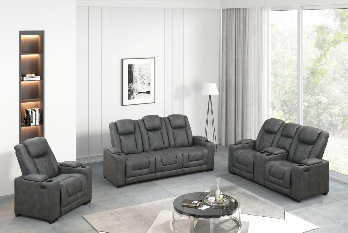 Rima Dark Grey 3-Piece Power Reclining Living Room Set by New Era Innovations at Eve Furniture