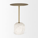 Rini Gold Metal and White Marble Accent Table by Mercana at Eve Furniture