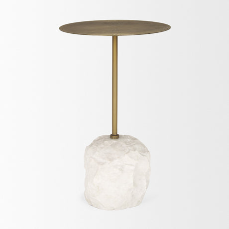 Rini Gold Metal and White Marble Accent Table by Mercana at Eve Furniture