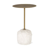 Rini Gold Metal and White Marble Accent Table by Mercana at Eve Furniture