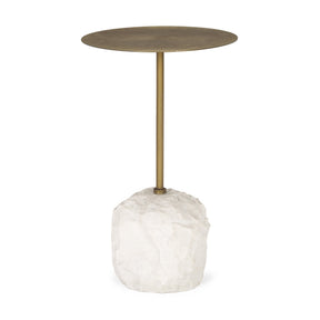 Rini Gold Metal and White Marble Accent Table by Mercana at Eve Furniture