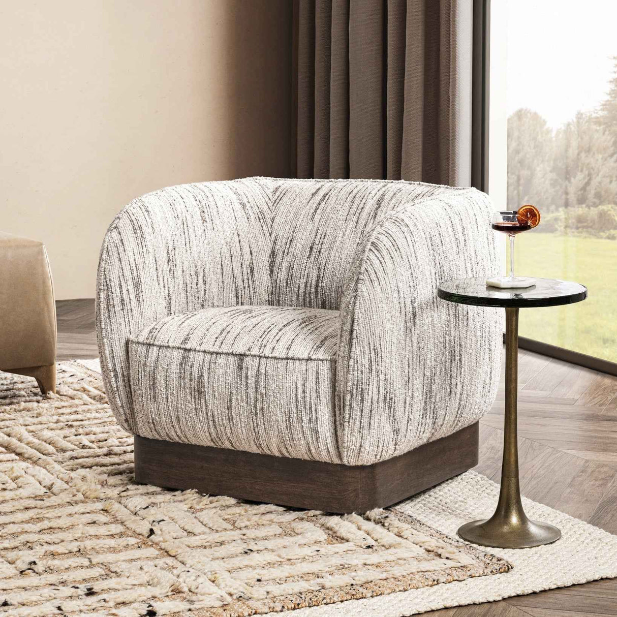 Rinner Cocoa Cream Swivel Chair by Classic Home at Eve Furniture