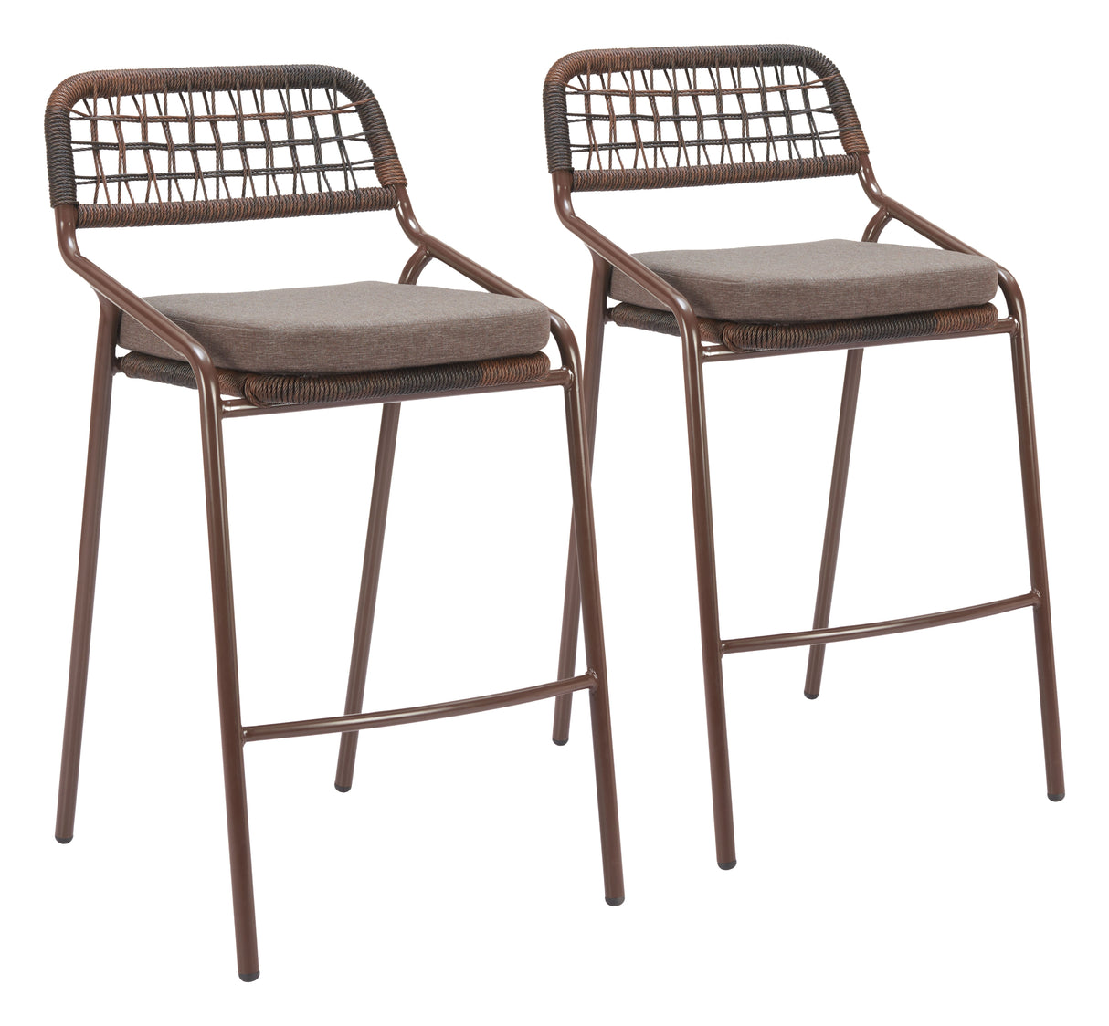 Rio Brown Outdoor Barstool (Set of 2) by Zuomod at Eve Furniture