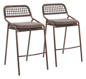 Rio Brown Outdoor Barstool (Set of 2) by Zuomod at Eve Furniture