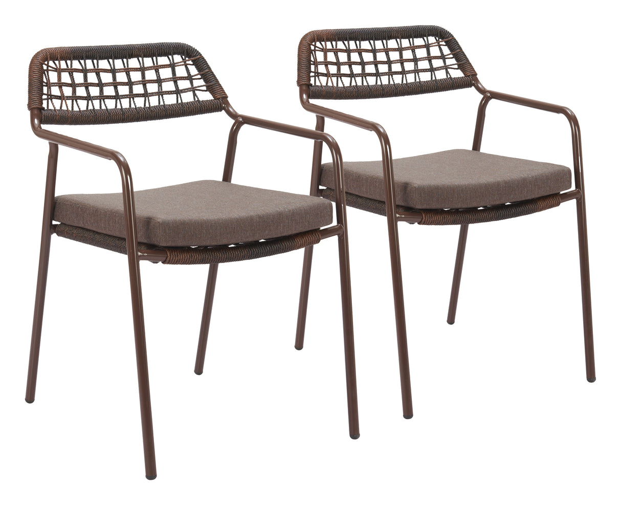 Rio Brown Outdoor Dining Chair (Set of 2) by Zuomod at Eve Furniture