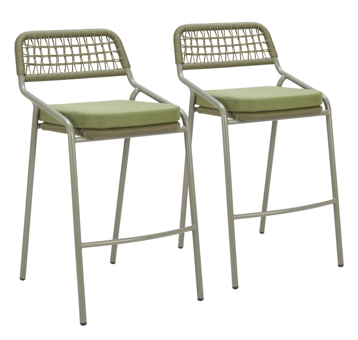 Rio Green Outdoor Barstool (Set of 2) by Zuomod at Eve Furniture