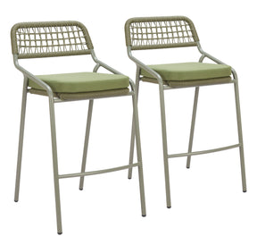 Rio Green Outdoor Barstool (Set of 2) by Zuomod at Eve Furniture