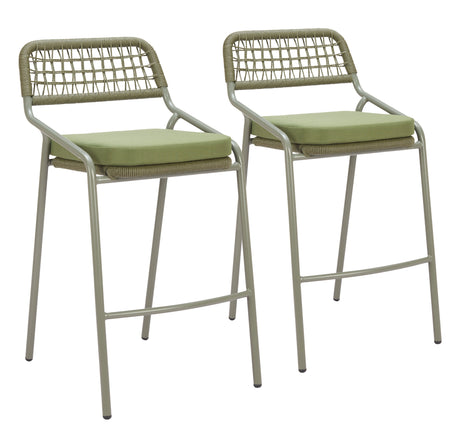 Rio Green Outdoor Barstool (Set of 2) by Zuomod at Eve Furniture
