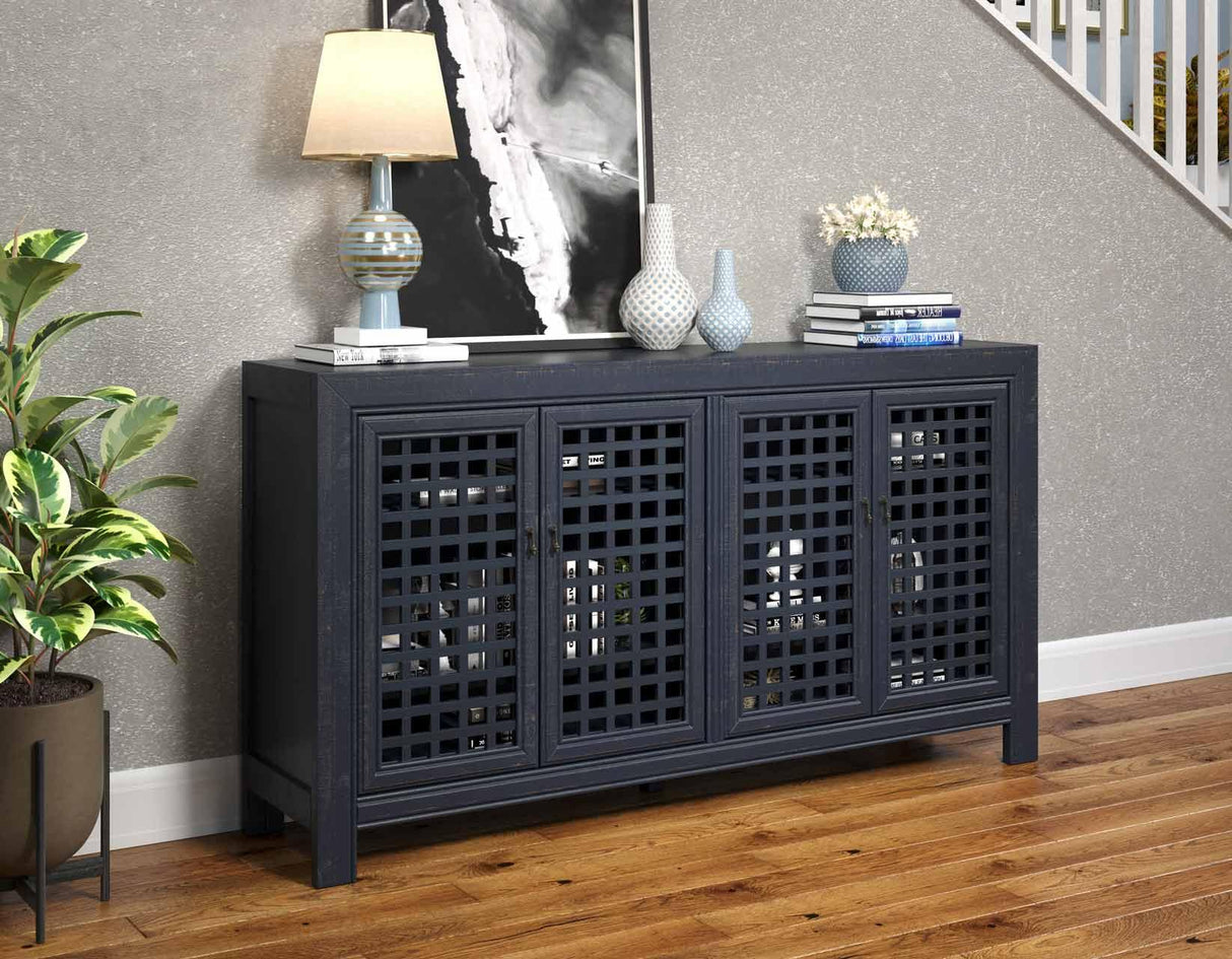 Rio Navy 4-Door Accent Cabinet by Steve Silver at Eve Furniture