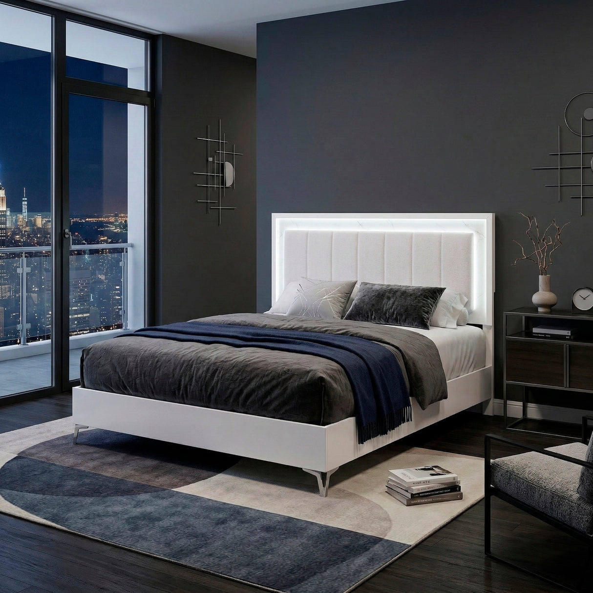 Ripple White Eastern King Bed by Homelegance at Eve Furniture