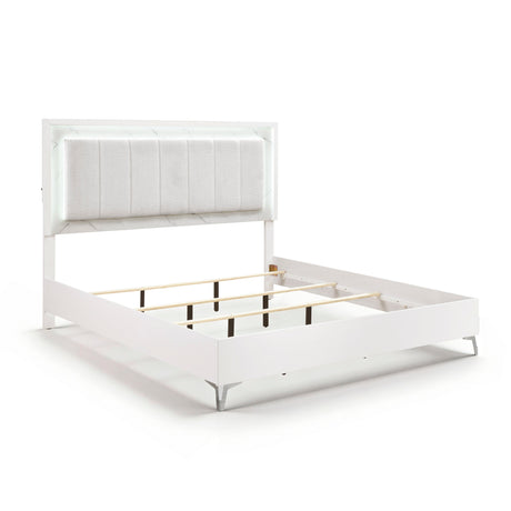 Ripple White Eastern King Led Panel Bed by Homelegance at Eve Furniture