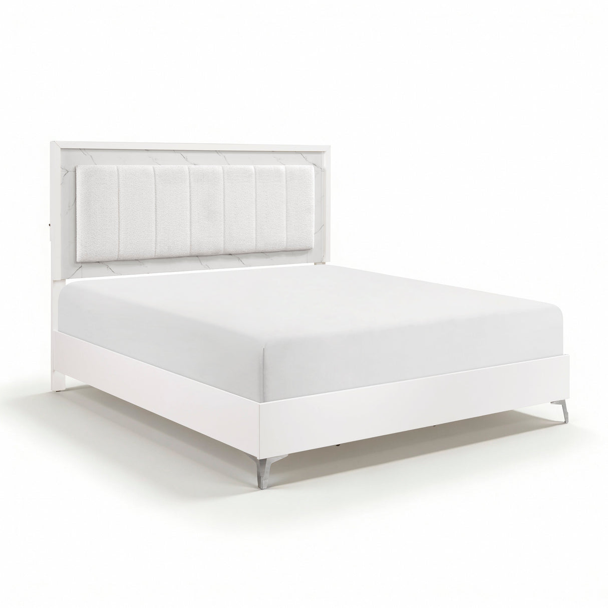Ripple White Eastern King Led Panel Bed by Homelegance at Eve Furniture
