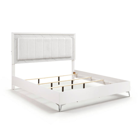 Ripple White Eastern King Led Panel Bed by Homelegance at Eve Furniture