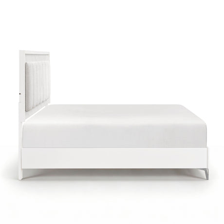 Ripple White Eastern King Led Panel Bed by Homelegance at Eve Furniture